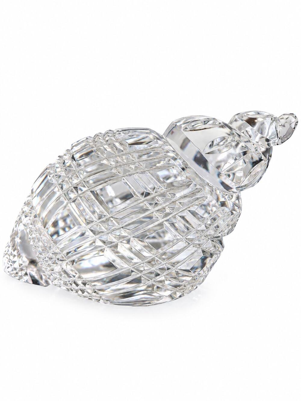 Waterford Crystal Conch Shell Paperweight 5" Clear Cut Crystal Signed No Chips